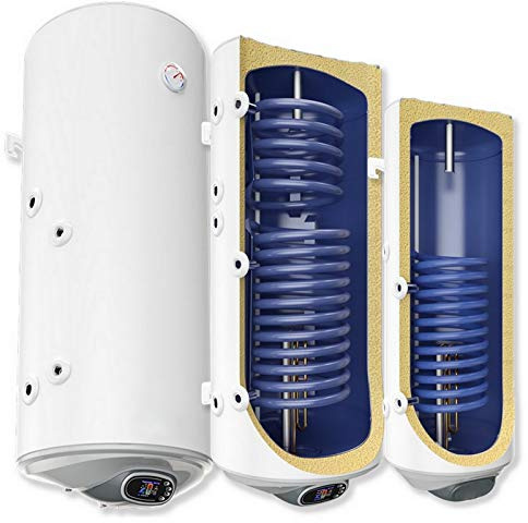 200 Liter wandhängender elektrischer Warmwasserspeicher/Solarspeicher mit SMART Control - 1 Wärmetauscher - mit 3 kW - Anschlüsse rechts