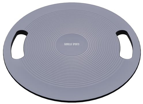 GORILLA SPORTS® Balance Board - mit Griffen, rutschfestem gummiertem Standfuß, Ø 40cm, Kunststoff - Wackelbrett, Therapiekreisel, Gleichgewichtstrainer, Balance-Board für Physiotherapie, Koordination