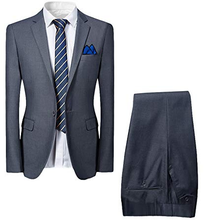 Allthemen Hochzeitsanzug Herren Anzug Slim Fit Herrenanzug Anzüge für Hochzeit Business Party Grau XL