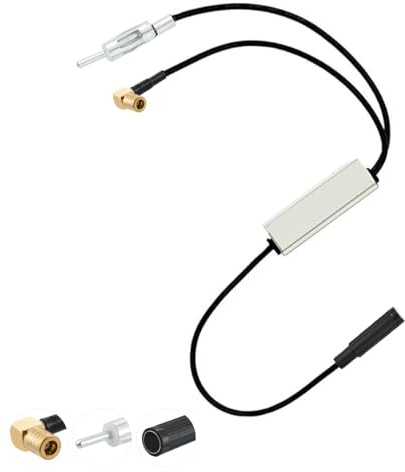 Vecys DAB FM Antennensplitter Autoantennenverstärker SMB Buchse zu DIN Stecker zu DIN Buchse Adapterkonverter Kompatibel mit AM/FM/DAB + Autoradio-Antenne Kenwood Sony Clarion JVC Alpine