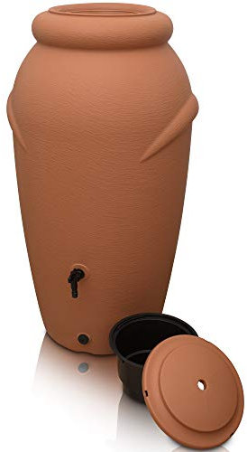 Yourcasa Serbatoio Acqua 210 litri [design anfore] in plastica resistente al gelo – Cisterna acqua piovana con rubinetto – Serbatoio acqua piovana giardino - raccolta acqua piovana (terracotta)