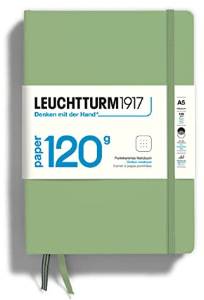 LEUCHTTURM1917 363537 anteckningsbok 120 g/m² pappersutgåva, hårt omslag, medium (A5), salvia, prickad