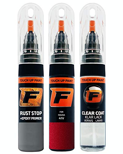FIRANTO Lackstift Autolack Reparaturset für Mazda 41V Rubinrot - 3-in-1 Autolack Kratzer Reparaturstift 15ml Grundierung, Klarlack