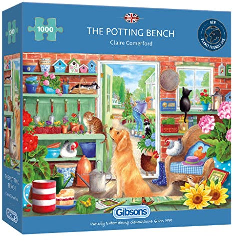 Gibsons The Potting Bench | 1000 Piece Jigsaw Puzzle | Pets & Dog Puzzle | Sustainable Jigsaw Puzzle for Adults | Premium 100% Recycled Board | Great Gift for Adults | Gibsons Games