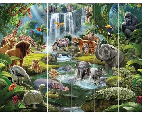 Walltastic Jungle Adventure Wallpaper Mural, Childrens Bedroom, Playroom, 8 feet High x 10 feet Wide, 1 Size