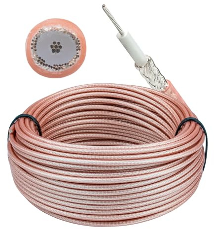 urcianow RG316/U Cavo coassiale 15,24 m (50 Ohm) – Cavo coassiale altamente flessibile a bassa perdita per trasmissione del segnale HF, antenne, radio, TV satellitare, CCTV, radio amatoriale e
