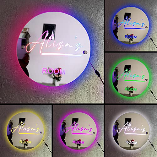 Personalisierte Runde Name Led-Spiegel-Licht benutzerdefinierte Neon-Schilder für Wanddekoration Lichter USB-Acryl-LED-Schild Raumdekoration Valentinstag, Thanksgiving Day, Weihnachten Lichter innen