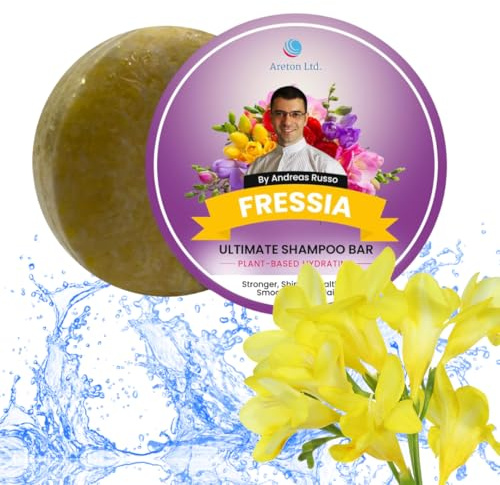 AretonHandMade Solid Shampoo Bar – Natural and conditioner Dry Hair, Hair Nourisht, Prevents Spilt Ends Plant Based Hydrating SLS Free (Freesia), 50.0 grams, 1.0 count, Pack of 1