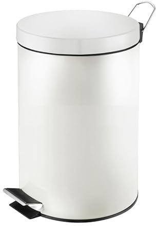 PROREGAL Runder Tretabfallsammler mit herausnehmbaren Kunststoff-Inneneimer | 20 Liter, Höhe 44,5cm | Weiß