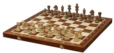 Sunrise Chess Professionelles Schachspiel Set Nr. 6 German - Premium Turnierschach mit gewichteten Figuren und dekorativer Schachbrett-Kassette