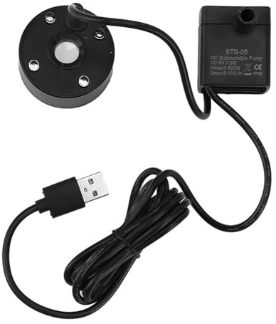Srliya Nebelmaschine, USB-Nebelmaschine mit Pumpe, LED, Bunte Beleuchtung, Brunnen, Zerstäuber, Luftbefeuchter, 5 V, Nebelmaschine Teich, Garten, Büro (Schwarz)