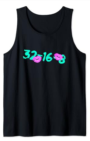 80er Jahre Motto Party - 32-16-8 mit Lippenstift Küsse Tank Top