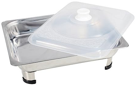 KICHOUSE Stainless Steel Buffet Stove and Square Buffet Tray Food Holder Four Legs for Catering and Food Service