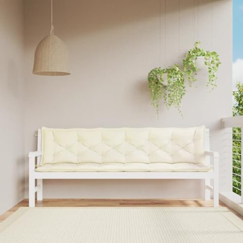 ZEYUAN Gartenbank-Auflagen 2 STK. Cremeweiß 200x50x7 cm Oxford-Gewebe, Terrassenmöbel, Wetterfeste Bank, Outdoor Bank, Parkbank, Garten Banken, Deko Bank, Gartenmöbel - 361737