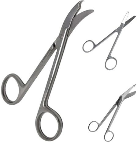 Rewon Gear Verbandscheren - Lister Schere (11 cm), medizinische Schere Edelstahl rostfrei für Schneiden Verband, Pflaster und Kleider (Suture Northbent stitch curved scissors 4.5)