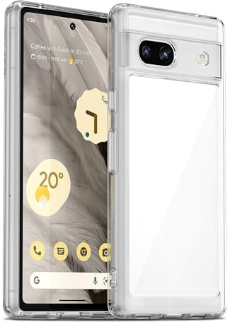 Liisooka Transparentt Skal för Google Pixel 7a, Militärgrads Fallskydd, Gulförhindrande Skyddshölje med Hård PC-baksida, Ultratunt Chocksäkert Skal Mot Repor