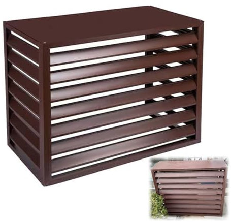 Slxzpl Abdeckung Für Klimaanlage - Aluminium - Schutzgitter - Außen-Klimaanlagen-Rack-Rahmen Verkleidung- Einfache Montage - Dekorativer Sichtschutz(Brown,100x50x70cm)