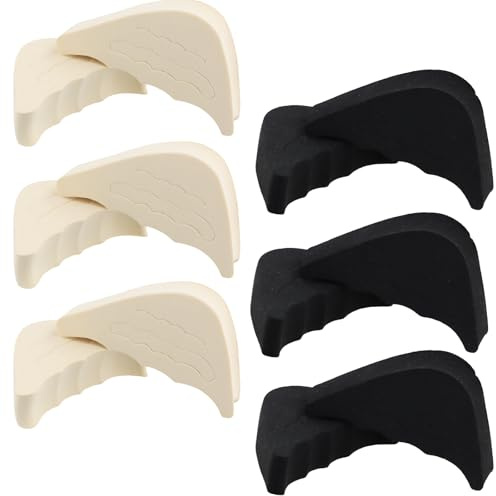 Shengxi 6 Paires Insert Orteils, Coussinet Chaussure Orteils Semelles Orteil Inserts de Remplissage Semelle Intérieure Mousse pour Homme Femme Talons Chaussures Plates (Noir, Beige)