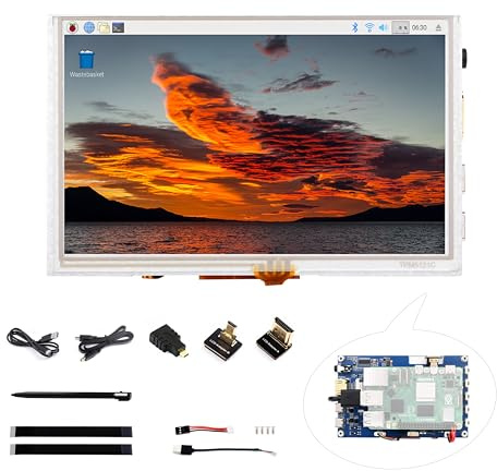 UeeKKoo Touch screen IPS da 5 pollici, 1024 x 600, compatibile con Raspberry Pi 5/4B/3B+/3B/Zero W WH/Zero 2 W/Pico/Pico W/Jetson Nano/PC, supporto Win 11/10/8.1/8/7, 800cd/m² (touch resistivo con