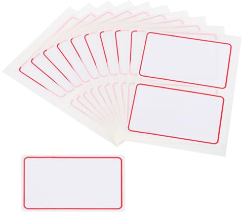 M&G 100 Pcs Name Tag Stickers, Name Labels Stickers Waterproof Adhesive Labels Blank for Stuff-Daycare Supplies Bottle Clothes Fabric Folder Office Camp, 51x76mm, Red White