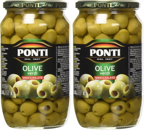 Ponti Olive Verdi Snocciolate, T6 - 6 Vasi da 670 gr (Confezione da 2)