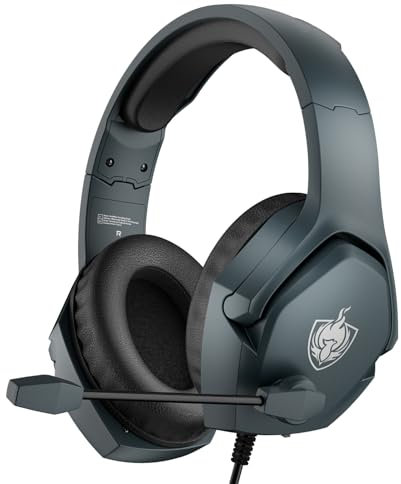 PHOINIKAS Cuffie Gaming per PS4/PS5/Xbox One/Switch/PC, Cuffie con microfono Cancellazione del Rumore, 3D Surround Sound, Cuffie da Gioco per Xbox/Laptop/Tablet (Grigio)