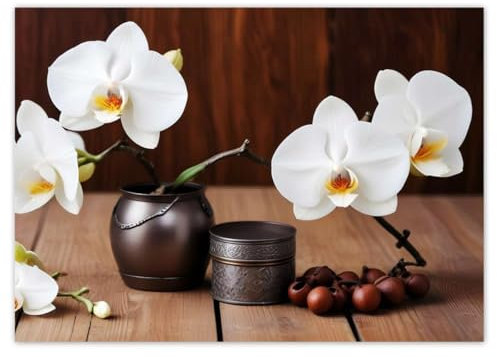 H10406Z_NS1G Sticker mural Motif orchidées blanches 70 x 50 cm