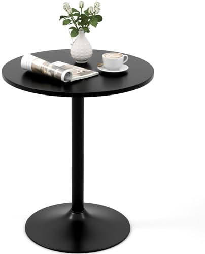 60CM Steel Frame Bistro Pub Table with Fixed Top, Metal Base & Non-Slip Mat - Round Bar Table for Home Kitchen Pub Bistro - Easy Assembly (60 x 60 x 101cm, 2)