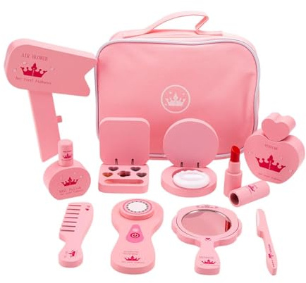 CoudarTitie Ensemble de Maquillage pour Enfants, Coiffeuse avec Sac de Rangement, Jouet de Beauté pour Fille