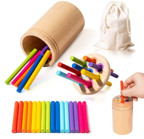 CIGTSICO Sortierspiel Montessori Spielzeug, Holz Sortier & Stapelspielzeug, Farb und Form Sortierspiel Steckspiel Holz, Puzzles für Kinder ab 1 2 3 Jahre