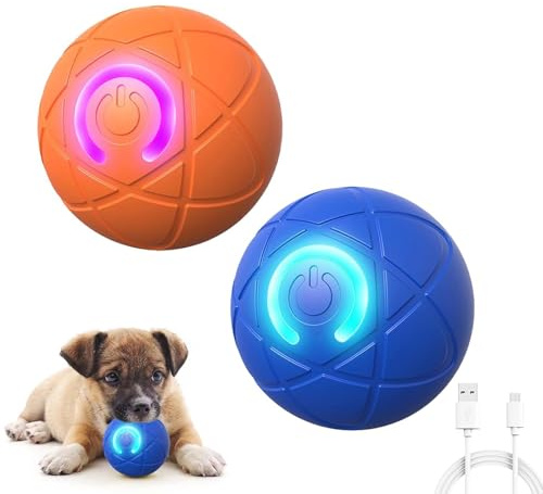 CHENRI Ball Toy for Dogs, Hundeball Hundespielzeug, Schüttelball für Hunde, Vibrationsball für Hunde, selbstrollender Ball Hund, LED hundespielzeug Ball, elektrisch hundeball für alle Hunde (2PCS)
