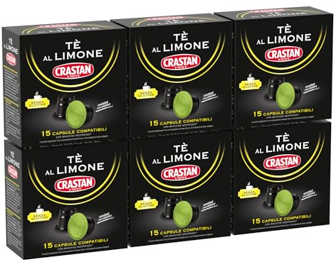 Crastan - Tè al Limone - 6x15 Capsule Compatibili con Nespresso - Tè Caldo Zuccherato dal Gusto Intenso e Aromatico, Pronto da Gustare in ogni Momento