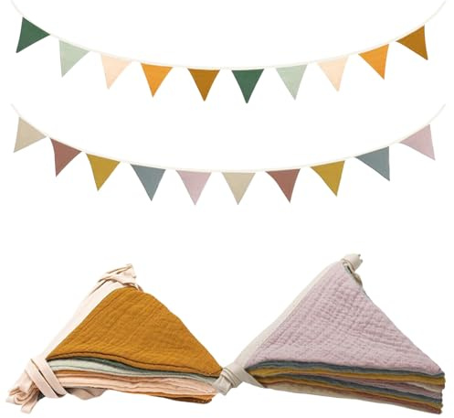 Wimpelkette Outdoor, 2 X 2.6M Wimpelkette Kinderzimmer Stoff, Girlande Outdoor Wimpelketten für Hochzeit Geburtstag Kinderzimmer Party Dekoration