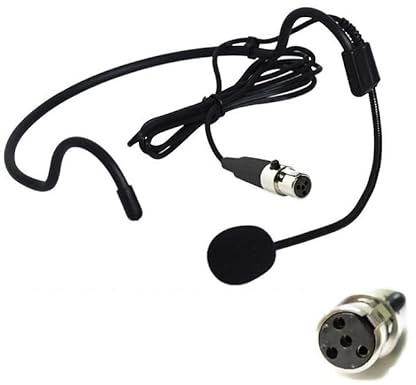 Ersatz-Headset-Kondensatormikrofon, kompatibel mit Shure kabellosen Bodypack-Sendern, mit Nierencharakteristik, flexibler Schwanenhals, unidirektional, Ta4f 4 Pins, Schwarz