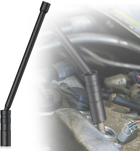 GETLITOOL 1PZ Chiave Candele 16mm Lungo 28cm con Attacco Quadrato 3/8, Bussola Lunga Dodecagonale per Candelette Auto in CVR, Chiave Magnetica Girevole 360° per Rimuovere Candela