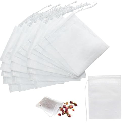 400pcs Tea Bags with Drawstrings (7 * 9 cm), Suitable for Loose Tea Leaves, Herbs, and Spices.