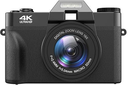 Fotocamera digitale Trovoro Nuova fotocamera digitale da viaggio entry-level 4K HD 48MP per la casa con Wi-Fi(Nero128GB)