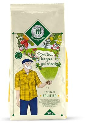 Marcel le Jardinier – Le Fruitier 7-5-7 S + 2 MgO, engrais organo-minéral granulés – utilisable en agriculture biologique – Procédé breveté Cronops® (base Mazor®) – Fabriqué en France (20 Kg)