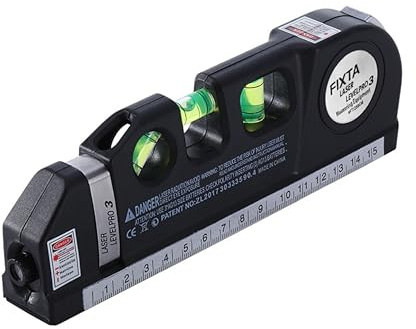Multipurpose Laser Level with 8ft Measuring Tape – 3-in-1 Horizontal Vertical Spirit Level, Ruler & Laser Beam Line Tool for Picture Hanging, TV Brackets, Carpentry, Bricklaying & DIY Projects