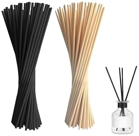 Pownert 160 Pcs Reed Diffuser Sticks – 20cm x 3mm Black and Natural Wood Diffuser Reeds, Replacement Reeds for Diffusers for Fragrance Oil, Room Diffusers Sticks for Home Office Hotel SPA