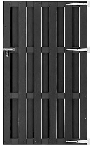 Mokuyary Gartentor WPC 100x180 cm Grau Zauntür, Gartentür Zauntor Zaun, Hoftür Tor für Garten, Hinterhof, Terrasse
