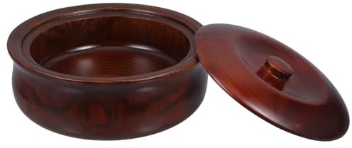 JECOMPRIS Cuenco de Madera para Aperitivos con Tapa Ligera y Resistente para Frutas y Snacks Cocina Moderna Fácil de Sostener y Proteger Alimentos
