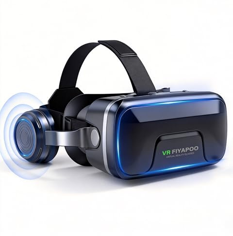 FIYAPOO Gafas VR 3D con Auriculares - Gafas Realidad Virtual de Niños para Películas y Juegos, Compatible con Teléfonos Android y iPhone de 4,7 a 7,2 Pulgadas, Niños.