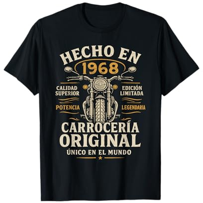 Hecho En 1968 58 Años Cumpleaños Moto Biker Hombre Motero Camiseta