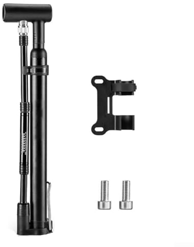 Hasaller Pompe à vélo portable avec jauge haute pression de 120 PSI pour vélos de montagne et de route et gonflage à ballon, poignée en T, conception debout avec cylindre en alliage et construction