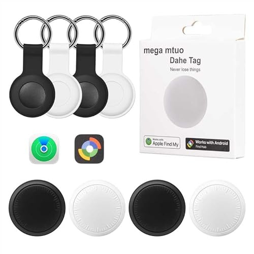4 Pack Dual System Tracker for iOS and Android Bluetooth Tracker Smart Tags Compatible with Apple Find My (iOS) & Google's Find Hub(Android) for Keys, Luggage, Wallet, Vehicles