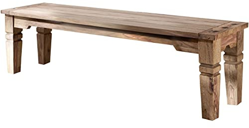MASSIVMOEBEL24.DE | Kolonialstil Massivmöbel Sheesham grau Bank 140x40 Palisander geölt massiv Holz LEEDS #54