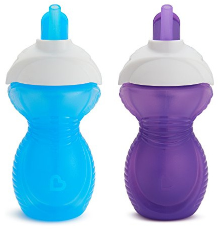 Munchkin® Click Lock™ Flip Straw Toddler Sippy Cup, 9 Ounce, 2 Pack, Blue/Purple
