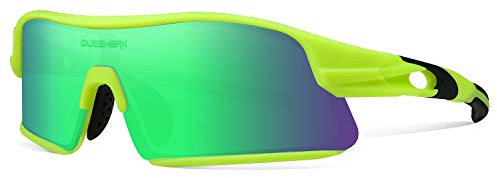 Queshark Polarisierte Sportsonnenbrille mit 4 Wechselgläsern für Radfahren Laufen Fahren Fischen Golf Baseball