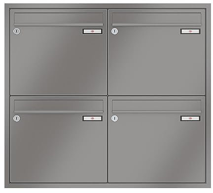 RENZ/Eckrahmen / 4er Unterputz-Briefkastenanlage Einbau-Briefkasten/RAL-Farbe 9007 Volumen 1/Dein-Briefkasten.de